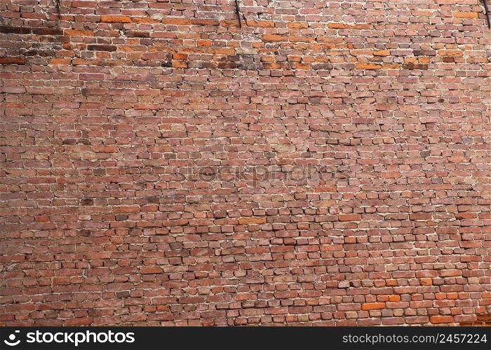 Wall with red bricks. Old brick wall background. grunge brick background texture