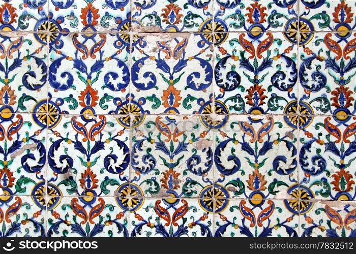 Wall with tiles with floral design in Topkapi palace, Istanbul