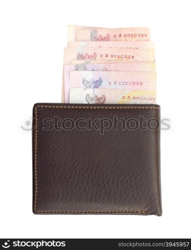 wallet and bank notes on white background (with clipping path)
