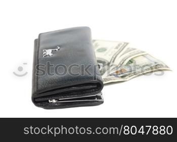 Wallet with dollars isolated on white