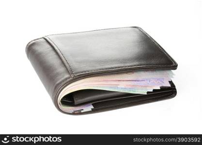 Wallet with THAI BAHT money isolated on white background&#xA;