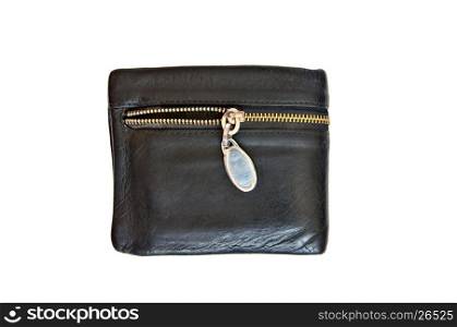 Wallet with zipper, isolated on a white background.