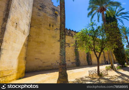 Walls and gardens of the Alcazar de Cordoba, Spain