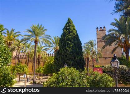 Walls and gardens of the Alcazar de Cordoba, Spain