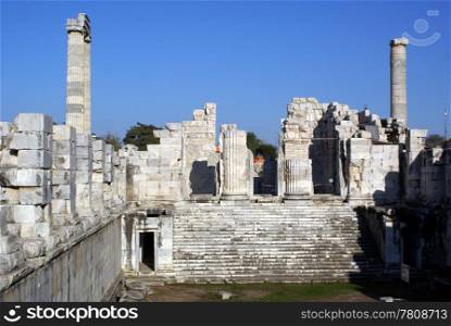 Walls and steps in Apollo temple in Didima, Turkey