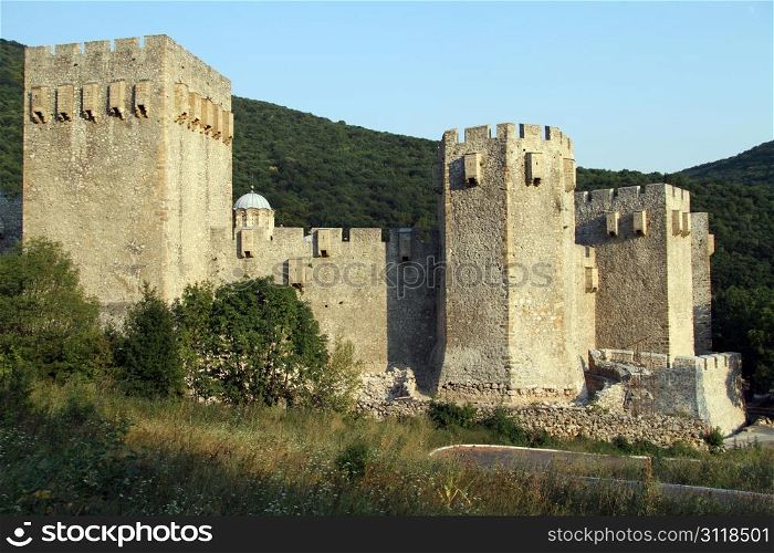 Walls of monastery Manasija near Despotovats, serbia