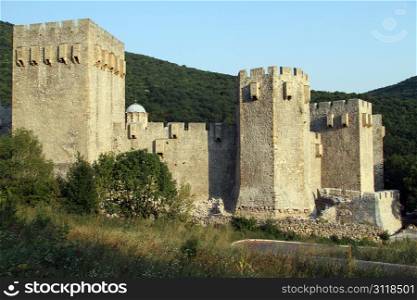 Walls of monastery Manasija near Despotovats, serbia