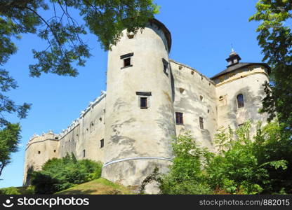Walls of old defence castle Niedzica in Poland