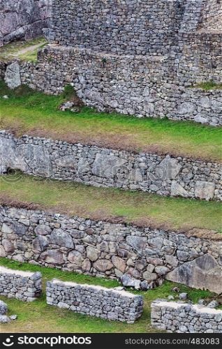 walls on the mountain of Machu Picchu