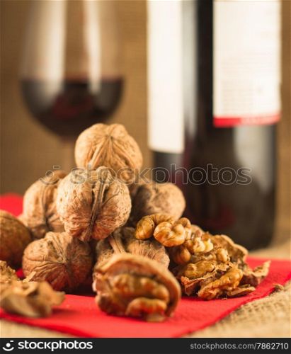 walnuts and red wine can be enjoyed in the winter evenings
