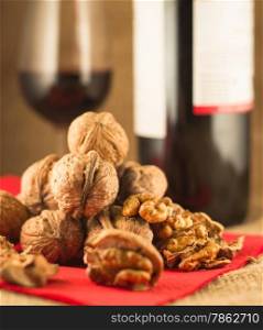 walnuts and red wine can be enjoyed in the winter evenings