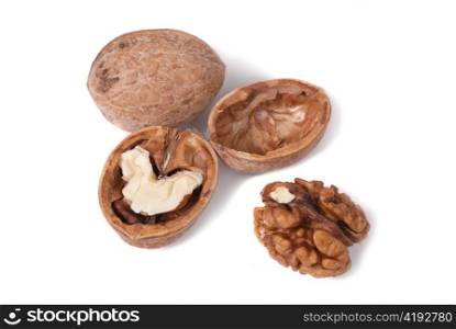 Walnuts closeup isolated on the white background