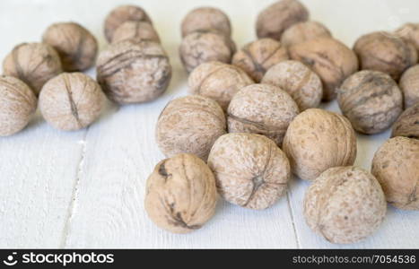 walnuts on a wooden table