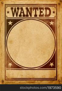 Wanted poster isolated on grunge background. Wanted poster on a grunge paper background