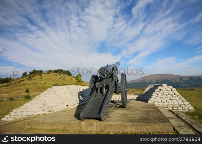 War Long Tom Gun. Long Tom gun From the Boer War on Display at the top of a a Pass in Mpumalanga South Africa