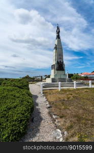 War memorial to Battle of Falkland Islands in 1914 Great War in Port Stanley. 1914 war memorial in Stanley in the Falkland Islands