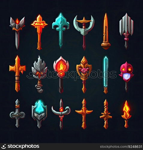 war sword weapon game ai generated. steel ancient, warrior knife, fight metal war sword weapon game illustration. war sword weapon game ai generated