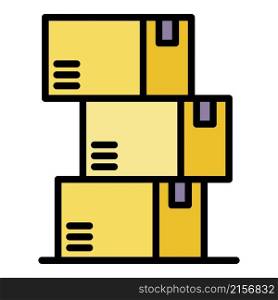 Warehouse boxes icon. Outline warehouse boxes vector icon color flat isolated. Warehouse boxes icon color outline vector