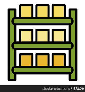 Warehouse parcel rack icon. Outline warehouse parcel rack vector icon color flat isolated. Warehouse parcel rack icon color outline vector