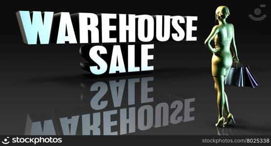 Warehouse Sale as a Concept with Lady Holding Shopping Bags. Warehouse Sale