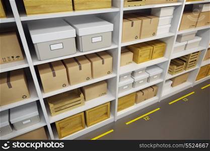 warehouse with goods on the shelf