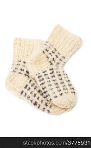 warm and beautiful socks on a white background