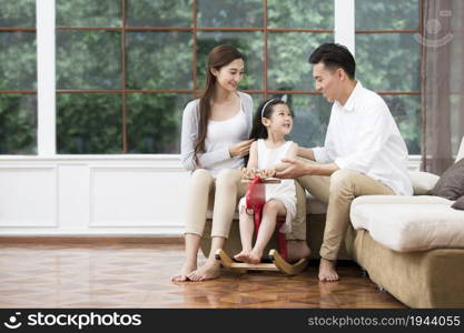 Warm and loving family of three