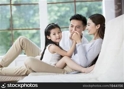 Warm and loving family of three