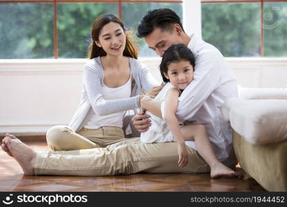 Warm and loving family of three