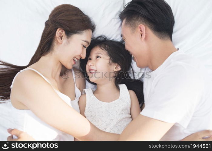 Warm and loving family of three