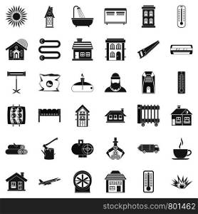 Warm icons set. Simple style of 36 warm vector icons for web isolated on white background. Warm icons set, simple style
