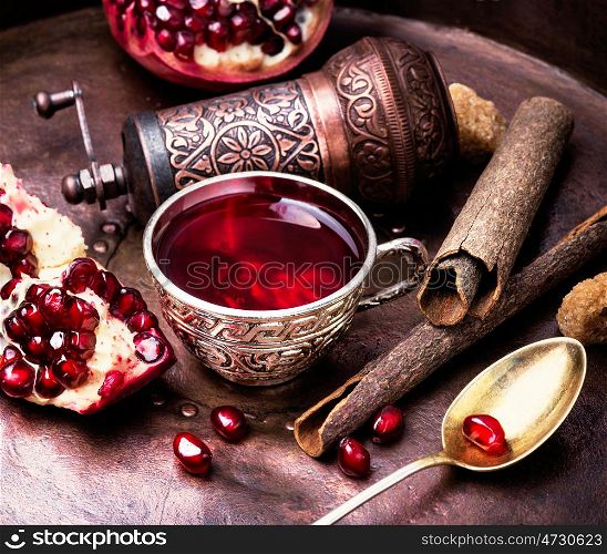 warm pomegranate tea.. turkish winter tasty tea with pomegranate seeds