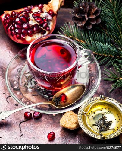 Warm pomegranate tea.. Turkish winter tasty tea with pomegranate seeds.Fruit tea