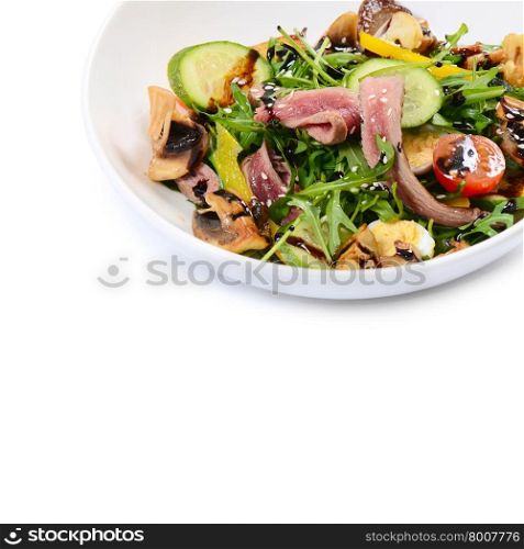 Warm salad with cutting of a lamb