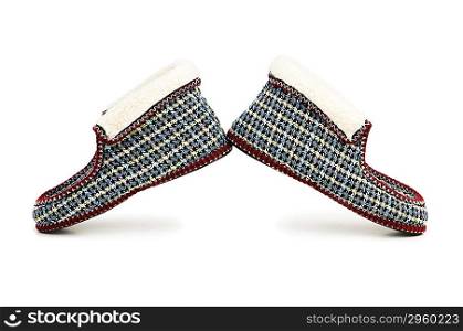 Warm slippers isolated on the white background