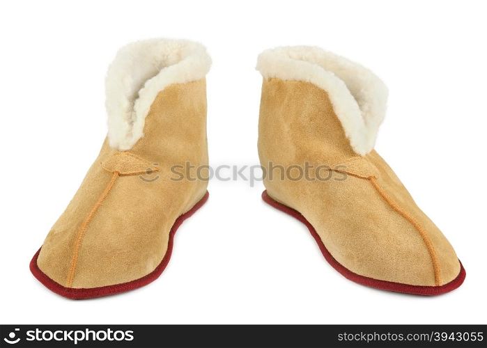 Warm slippers isolated on white background