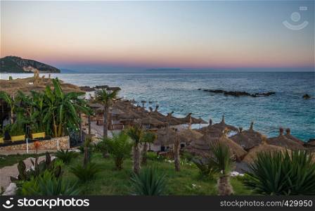 Warm summer evening at the resort of Dhermi in Albania. Summer evening in Dhermi, Albania