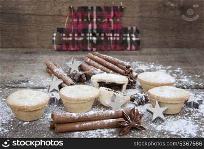 Warming Christmas foods in rustic kitchen setting