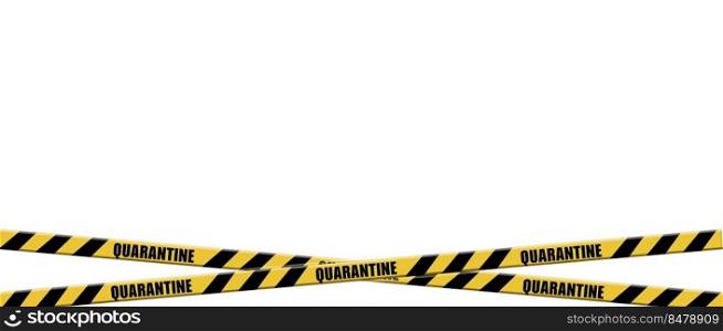 Warning coronavirus quarantine yellow and black stripes tape on white background,  tapes hazard quarantine, coronavirus caution and warning tape, covid-19, coronavirus quarantine sign, 3d illustration