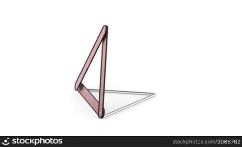 Warning triangle rotates on white background