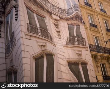 Warped view of building in Paris France