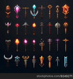 warrior sword weapon game ai generated. knife fight, metal old, antique dagger warrior sword weapon game illustration. warrior sword weapon game ai generated