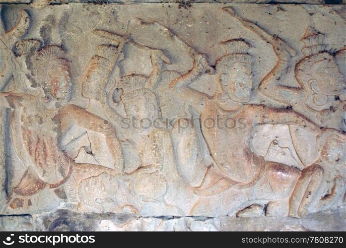 Warriors in Mahabharata, Wall of Angkor wat