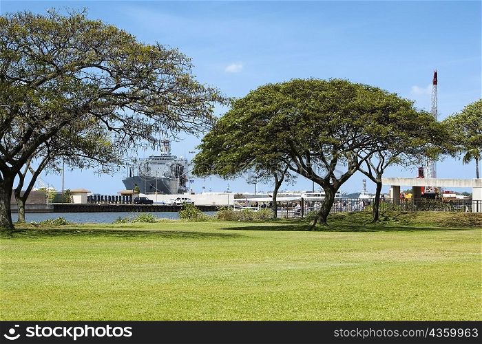 Warship at a harbor, Pearl Harbor, Honolulu, Oahu, Hawaii Islands, USA