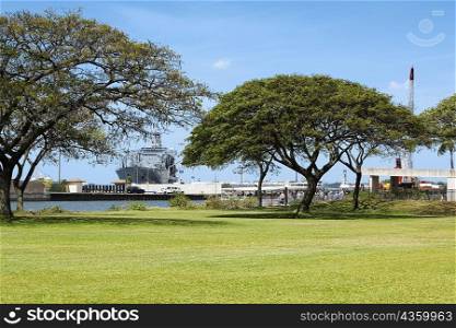 Warship at a harbor, Pearl Harbor, Honolulu, Oahu, Hawaii Islands, USA