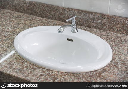 wash basin, interior of bathroom with washbasin and faucet. Bathroom interior sink with modern design in luxury at home