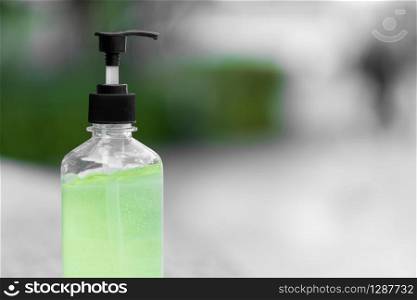 wash hand sanitizer gel dispenser, against Novel coronavirus or Corona Virus Disease (Covid-19) at public Indoor. Antiseptic, Hygiene and Healthcare concept