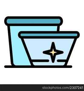 Washing bowl icon. Outline washing bowl vector icon color flat isolated. Washing bowl icon color outline vector
