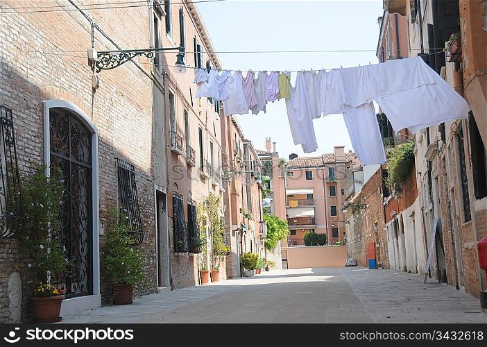 Washing hanging in a street