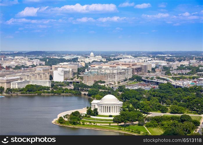 Washington DC aerial Thomas Jefferson Memorial. Washington DC aerial view with Thomas Jefferson Memorial building